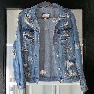 F21 distressed blue Jean jacket. Size small.